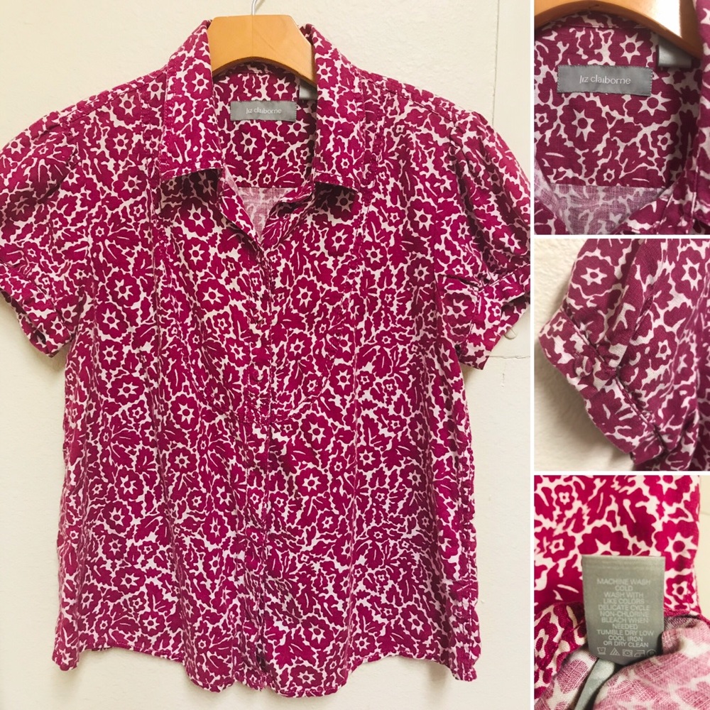 LIZ CLAIBORNE Puff Sleeve Blouse Top